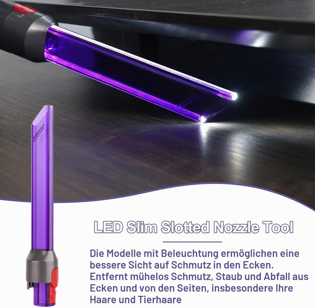 Fugendüse, LED Schmale Schlitzdüse, Light Pipe Slim Schlitz Düse, Zubehör für Dyson Staubsauger, Sta
