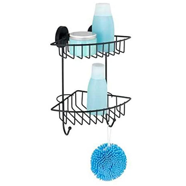 WENKO Vacuum-Loc Eckregal 2 Etagen Bari, Wandablage im Loft-Style, Befestigen ohne Bohren, Lackierte
