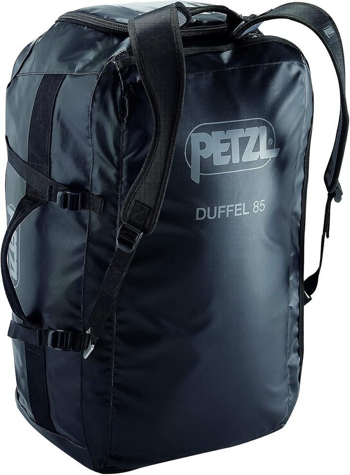 Petzl Duffel 85 Mittelgrosse Transporttasche aus TPU Plane und Polypropylen in der Farbe Schwarz 85