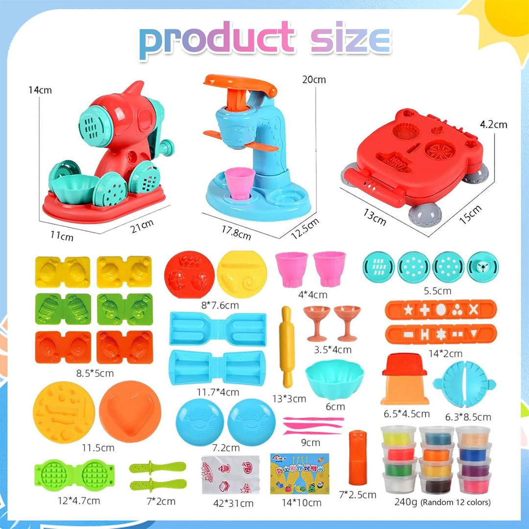51 Stück Knete Zubehör Set für Kinder DIY Knete Knetwerkzeug Eismaschine Nudelmaschine Burgermaschin