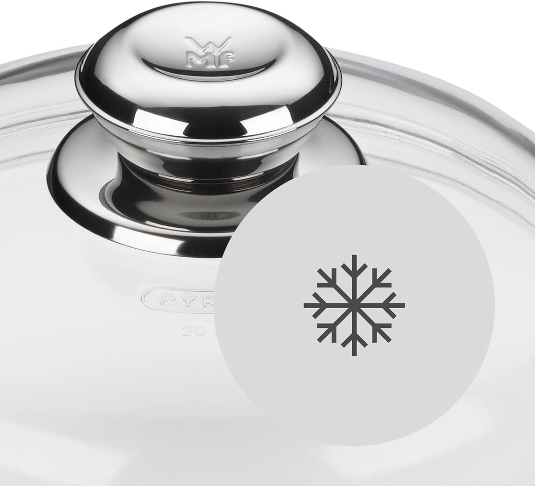 WMF Glas-Pfannendeckel 24 cm, Deckel für 24er Pfannen, Deckel mit Metallknauf, hitzebeständiges Glas