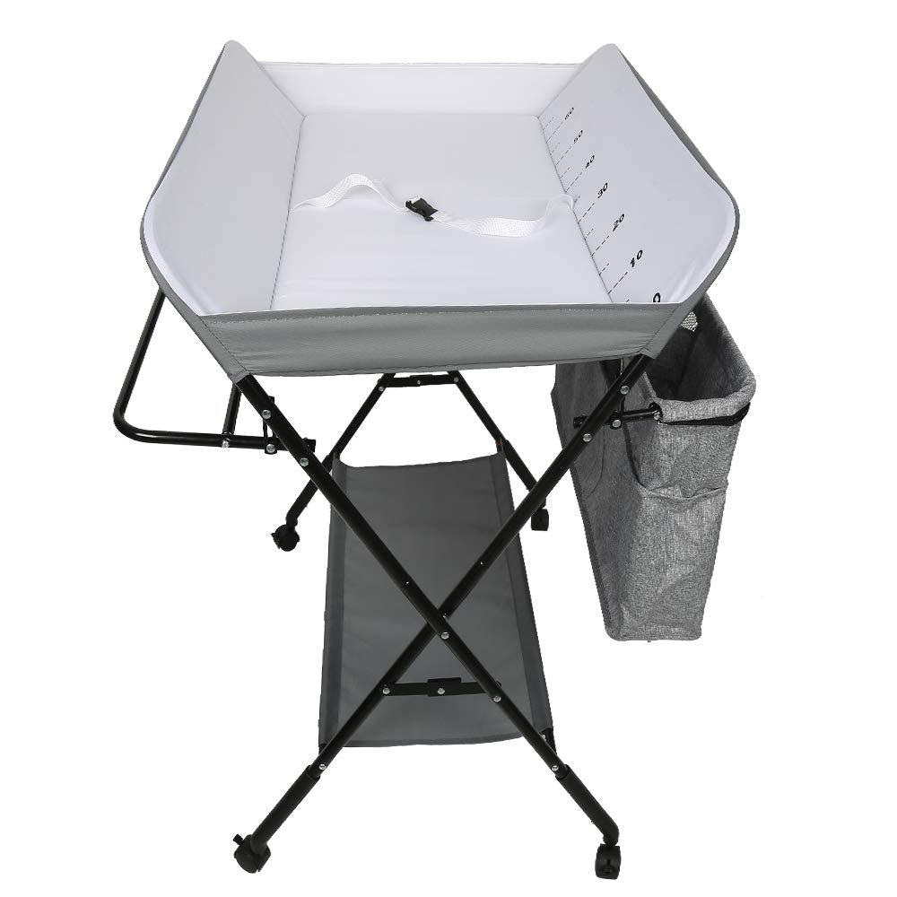 Klappbarer Wickeltisch, Tragbarer Wickelkommode, Wickelauflage mit Sicherheitsgurt, Wickelkombinatio