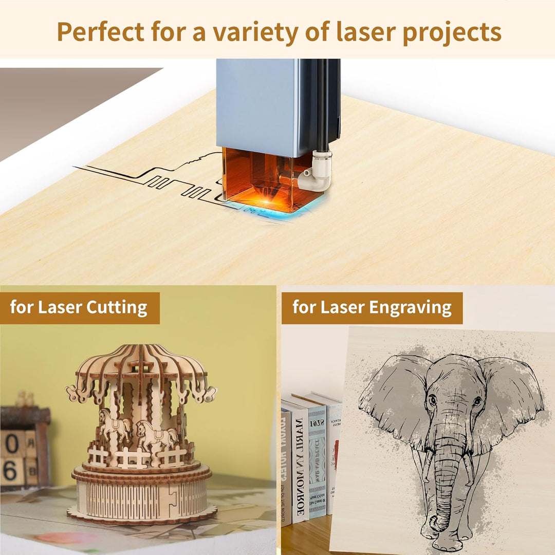 10 Stück A3 Birken Sperrholz 3mm Laserfähig Sperrholaplatte, Holzbretter zum Laserschnitt, Lasergrav