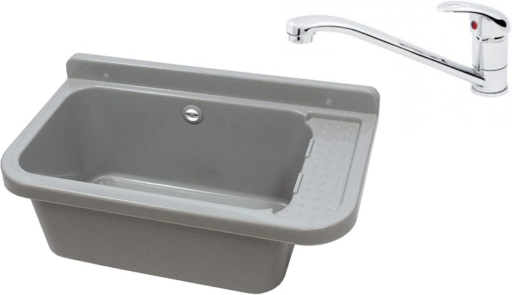 Waschbecken Ausgussbecken 50 cm x 34 cm x 21 cm Spülbecken Waschtrog mit Überlauf Waschbecken für Ge