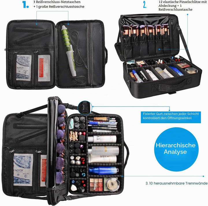 Relavel Kosmetiktasche Grosse Make up Tasche Reise Makeup Tasche Professionelle Makeup Organizer Tas
