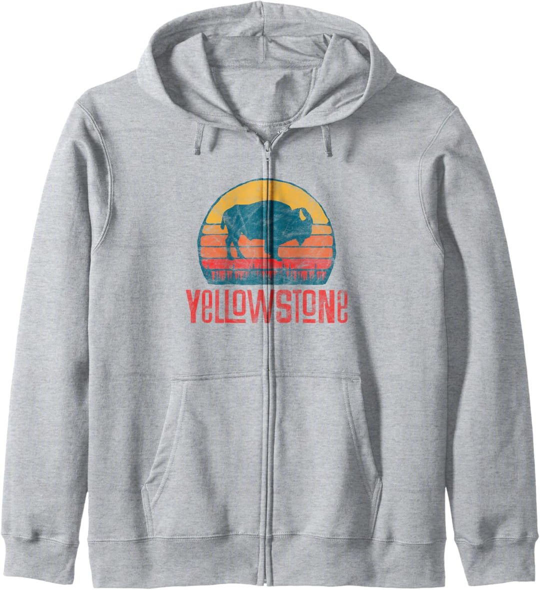 Vintage Yellowstone National Park Simple Bison Sun Graphic Kapuzenjacke