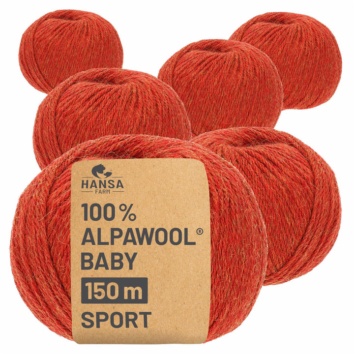 HANSA-FARM | 100% Baby Alpakawolle in 50+ Farben (kratzfrei) - 300g Set (6 x 50g) - weiche Alpaka Wo
