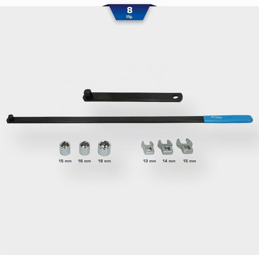 BRILLIANT TOOLS BT571050 Keilriemen und Spannrollen-Schlüssel-Satz, 8-tlg [Powered by KS TOOLS] 8-tl