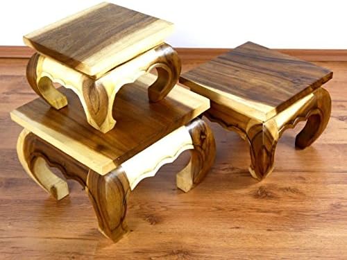 livasia Opiumtisch, Beistelltisch aus Massivholz, Nachttisch (24cm) 24x24 cm, 24x24 cm