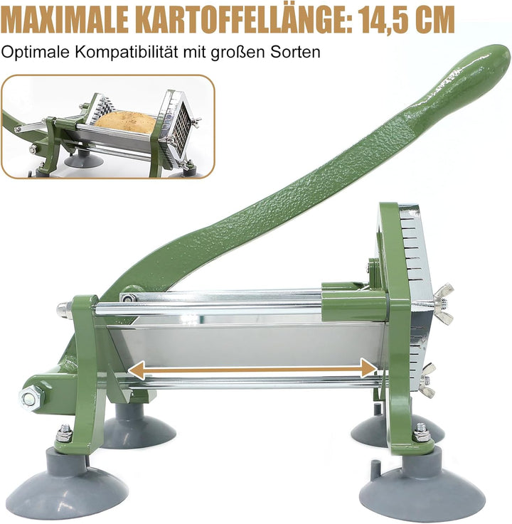 EasyVibe Pommes Frites Commercial Pommesschneider Professioneller mit Saugfüssen Komplettset, 3/8" K
