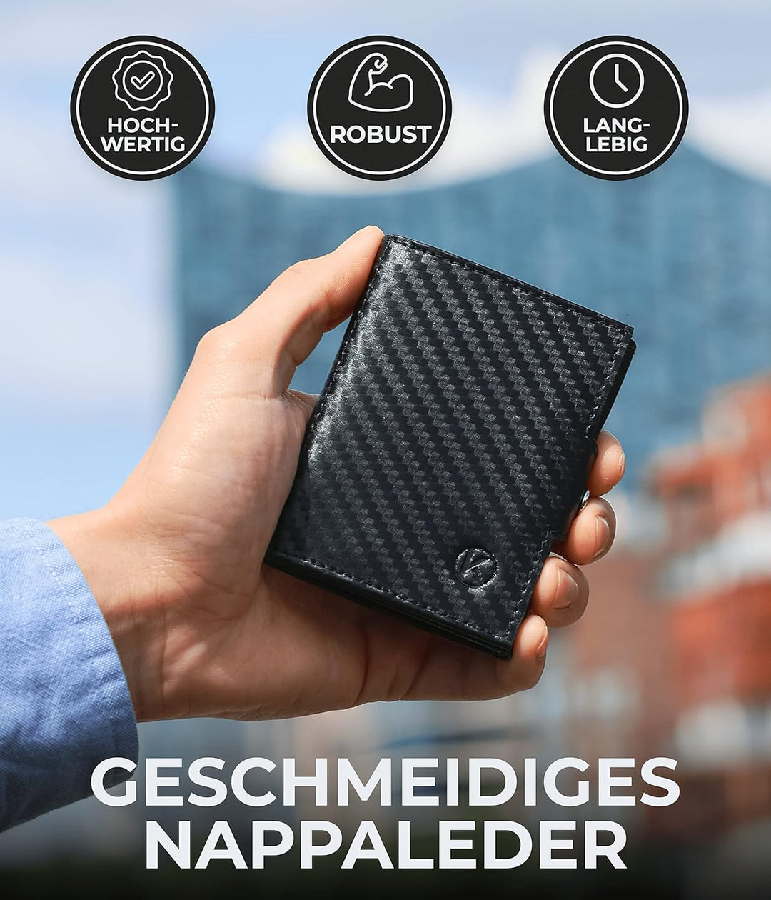 KORUTA® Slim Wallet mit Münzfach &amp; RFID Schutz - Kartenetui - Mini Geldbörse für Herren &amp; Damen - Kr