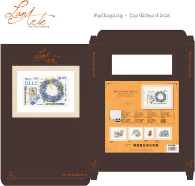 Lanarte Zählmusterpackung Lavendelkranz mit Blaumeise Aida Kreuzstichpackung, Baumwolle, Mehrfarbig,