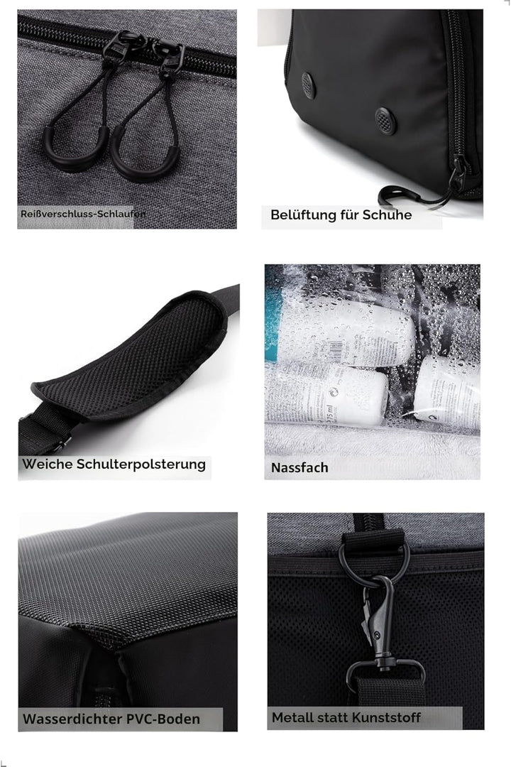 Fitgriff® Sporttasche & Reisetasche V2 für Damen und Herren - mit Schuhfach & Nassfach - Tasche für
