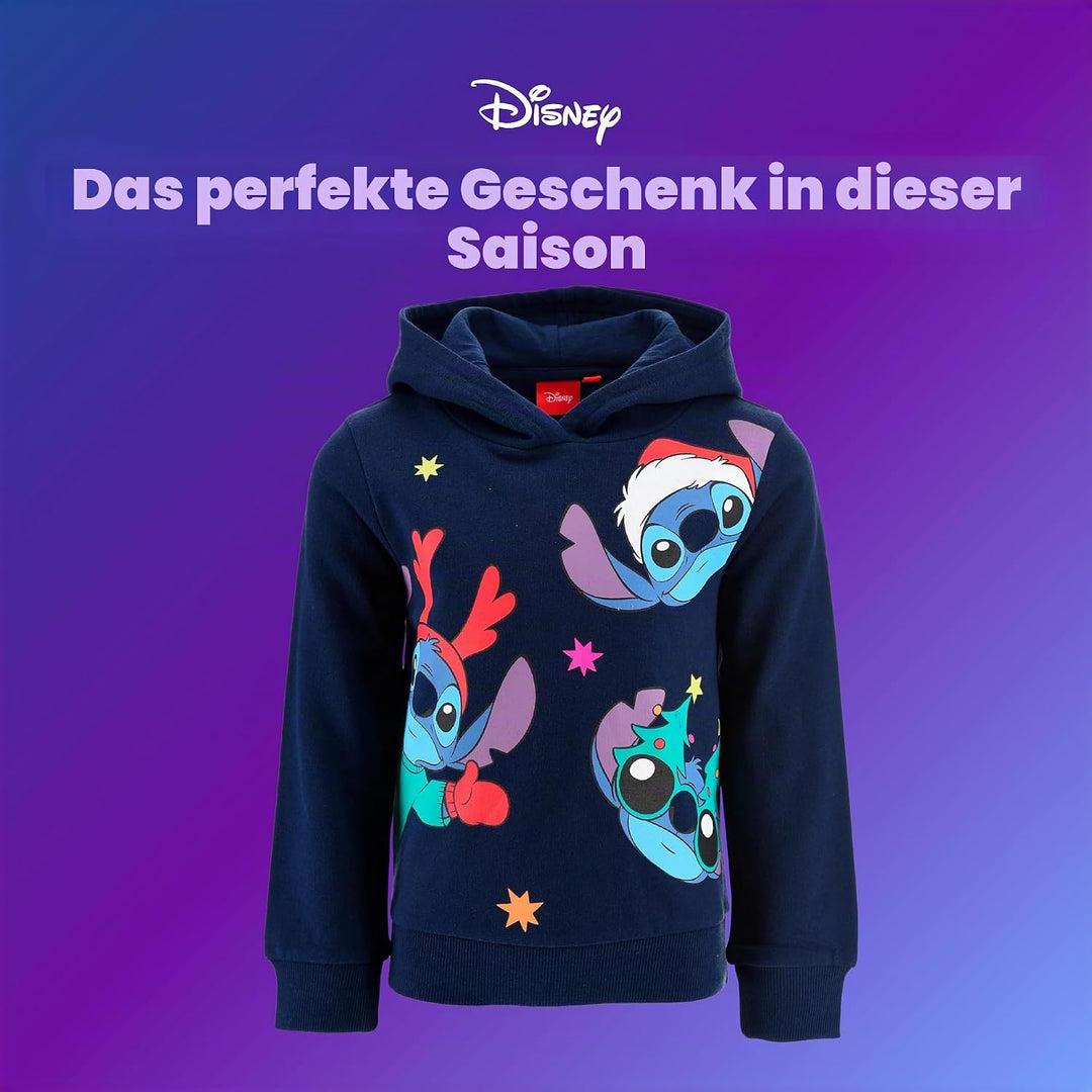 Disney Stitch Mädchen Kapuzenpullover, Design Weihnachts Sweatshirt, Pullover für Mädchen, Grössen 3