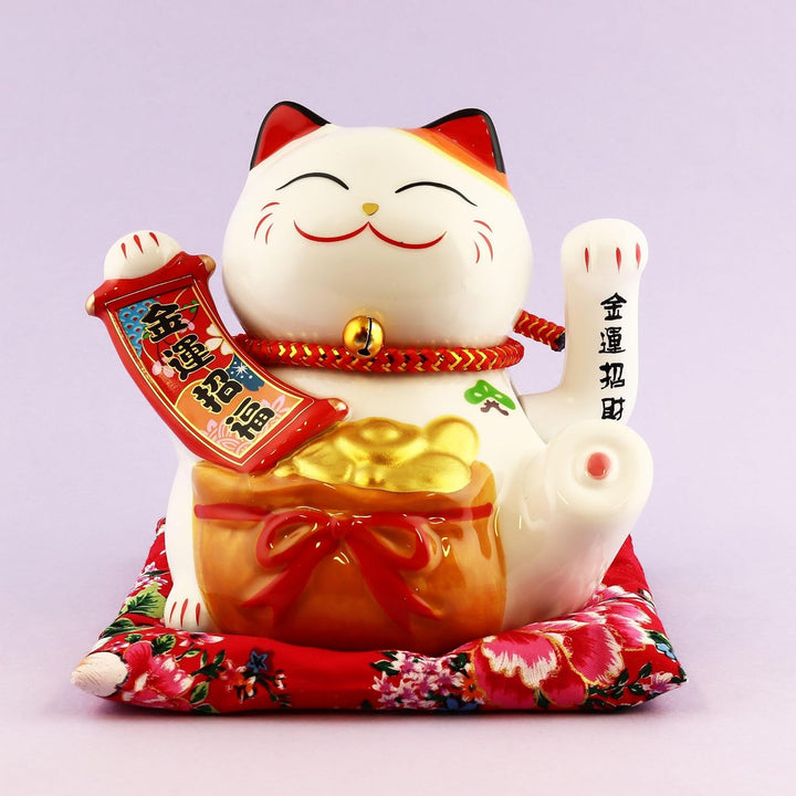 Freak Scene Superfreak Glückskatze - Maneki-Neko - Winkekatze aus Porzellan 15,5 cm weiss - Maneki N