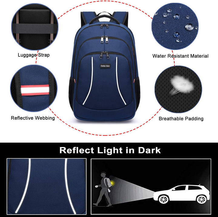 Della Gao Laptop Rucksack Herren, 17 Zoll Arbeit Business Rucksack Wasserdicht Rucksack Schule Tasch