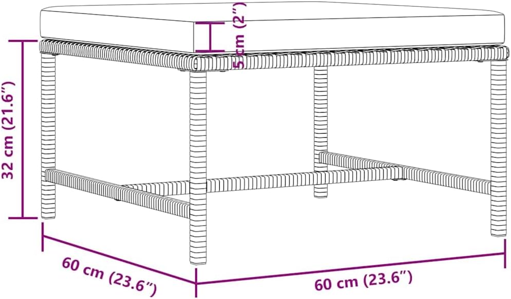 vidaXL Modular Fusshocker mit Kissen Sitzhocker Fussstütze Fussbank Gartenhocker Beistelltisch Couch