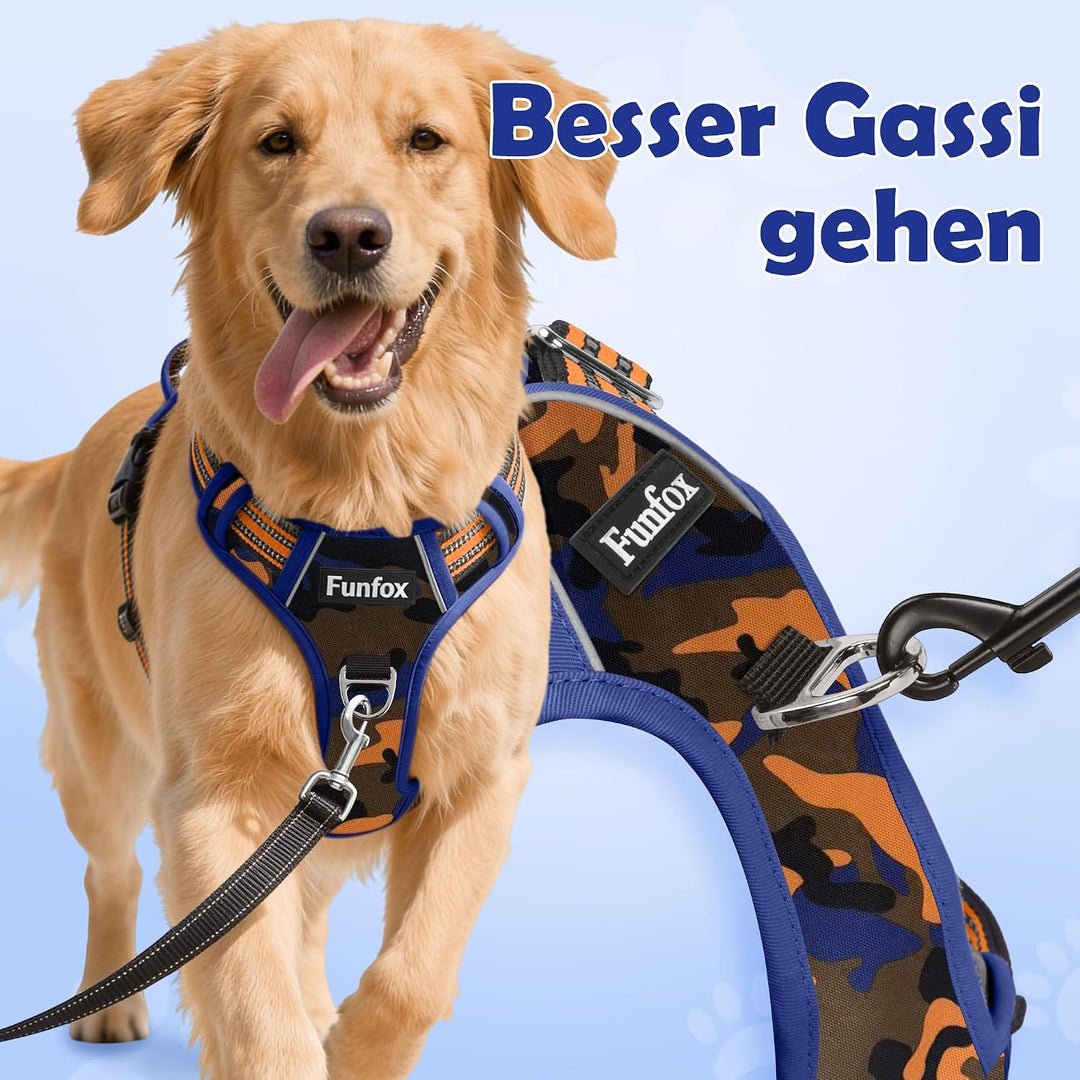 Funfox Hundegeschirr Mittelgrosse Hunde, Anti Zug Brustgeschirr Verstellbares Geschirr Hund mit Grif