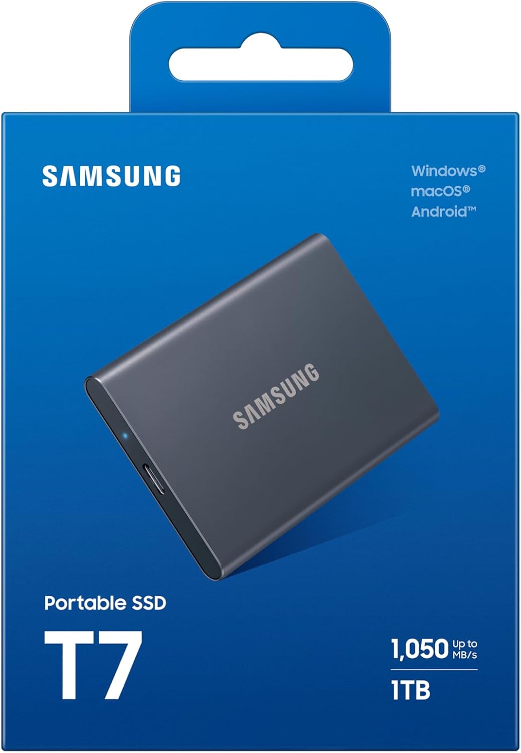 Samsung Portable SSD T7, 1 TB, USB 3.2 Gen.2, 1.050 MB/s Lesen, 1.000 MB/s Schreiben, Externe SSD Fe