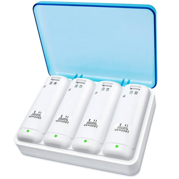 TechKen Wii Akku Ladegerät Set,Wii Remote Controller Ladestation Docking Station Wii Charger Mit 4 x