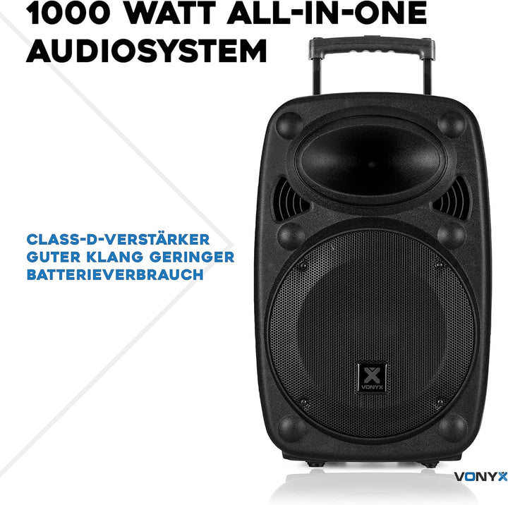 Vonyx Verve46 - Partybox Bluetooth Lautsprecher Gross, 15 Zoll, 1000 Watt, Mobile Akku PA Anlage, Ka