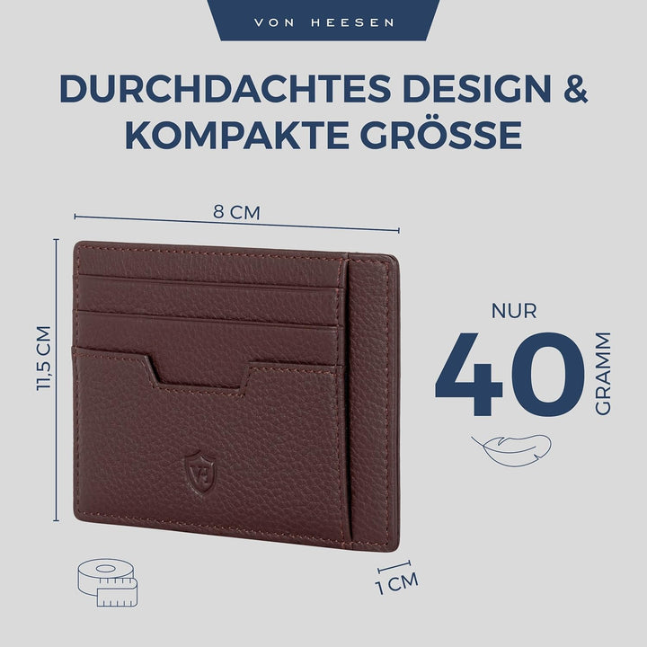 VON HEESEN® Echtleder RFID Kartenetui aus Nappa-Leder - 9 Fächer - Querformat Kreditkartenetui für D