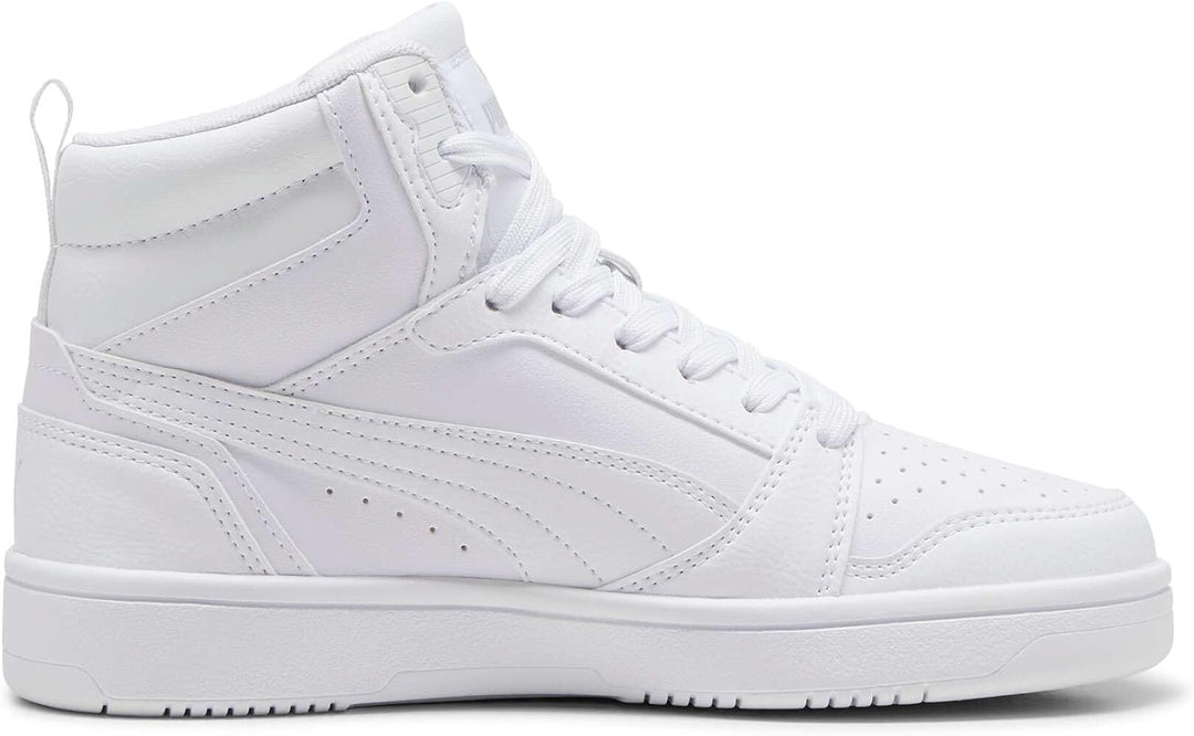 PUMA Unisex Kinder Rebound V6 Mid Jr Sneaker 40 EU Puma White Cool Light Gray, 40 EU Puma White Cool