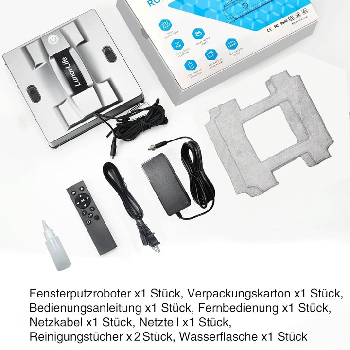 Fensterputzroboter 5600Pa mit 6-Düsen Sprühsystem, Fenstersauger für rahmenlose Fenster, App & Fernb