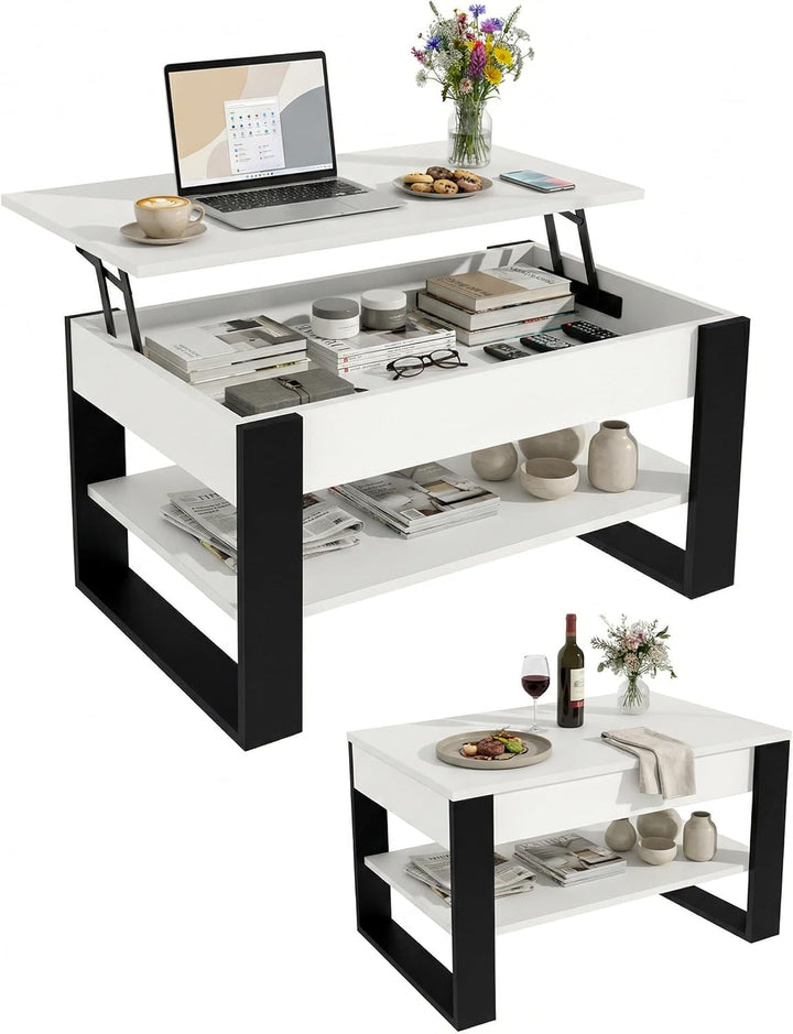 Couchtisch höhenverstellbar mit Stauraum - Couchtische - Wohnzimmertisch klappbar - höhenverstellbar