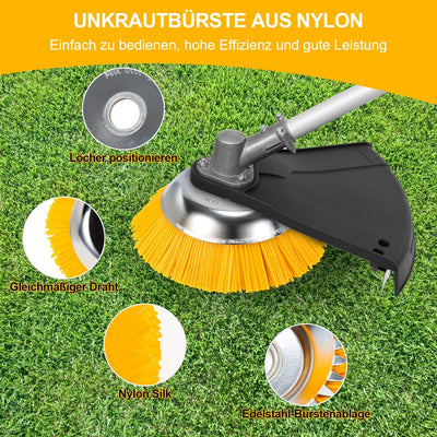 Vigevee Unkrautbürste 200 x 25.4 mm Weed Brush Round Brush, Professional Brush Cutter Wild Herb Brus