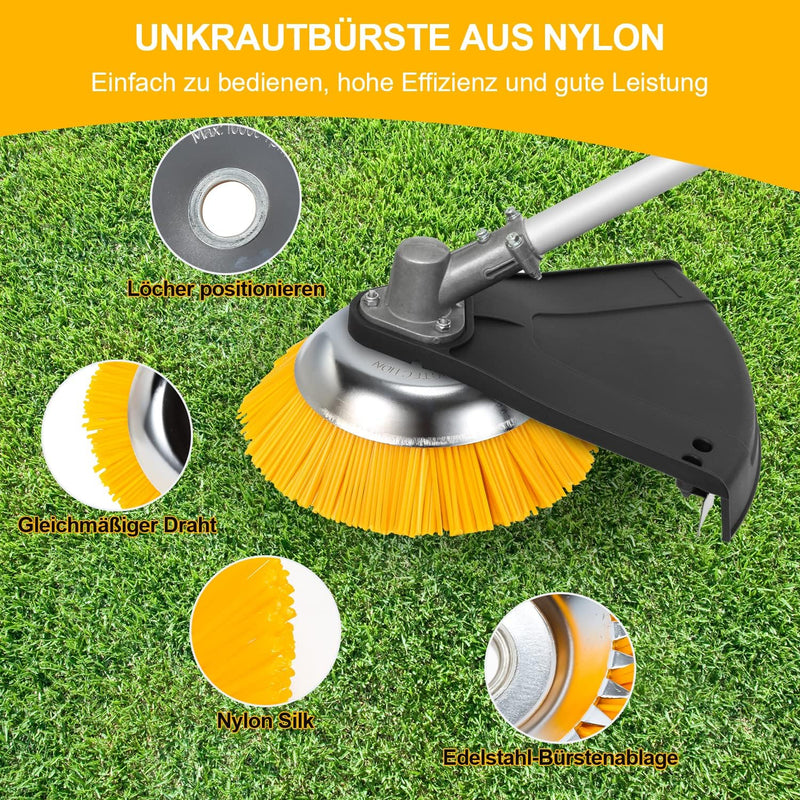 Vigevee Unkrautbürste 200 x 25.4 mm Weed Brush Round Brush, Professional Brush Cutter Wild Herb Brus