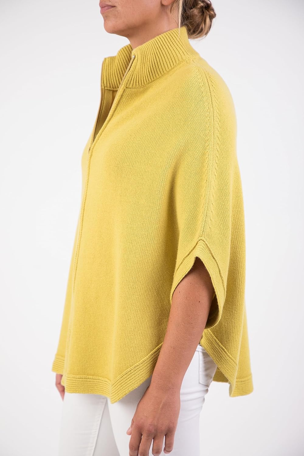 Poncho mit Reissverschluss, Kaschmir-Mischung, doppeltes Garn, für Damen, hergestellt in Italien, Me