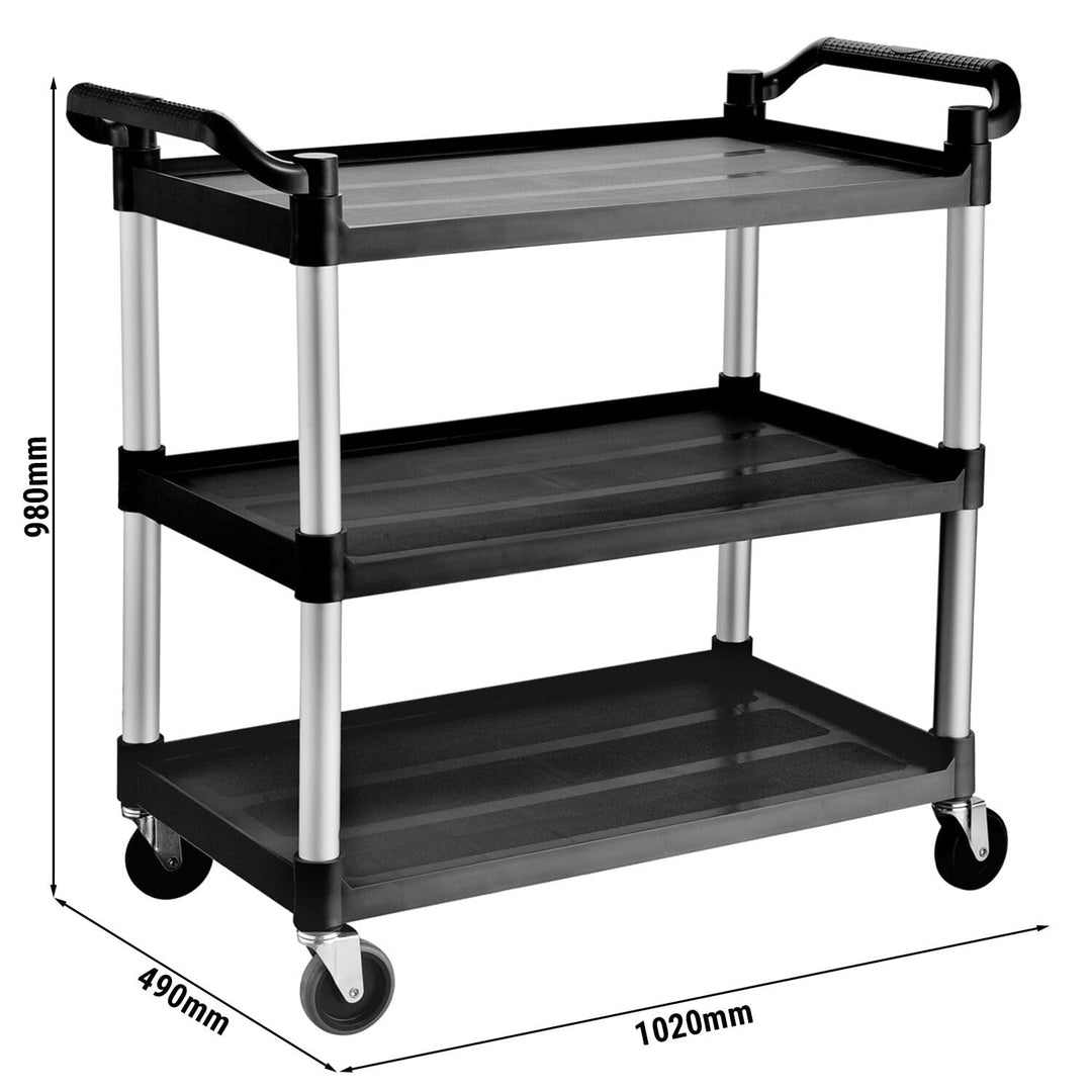 GGM Gastro | SWKH13 | Servierwagen aus Kunststoff - 1020x490mm - mit 3 Abstellflächen