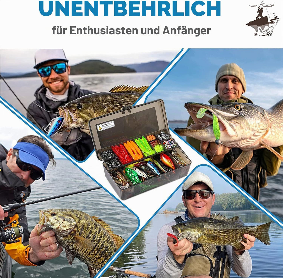 PLUSINNO Angelköder für Barsch, 16 Spinnerköder mit tragbarer Tragetasche, Barschköder, Forellenköde