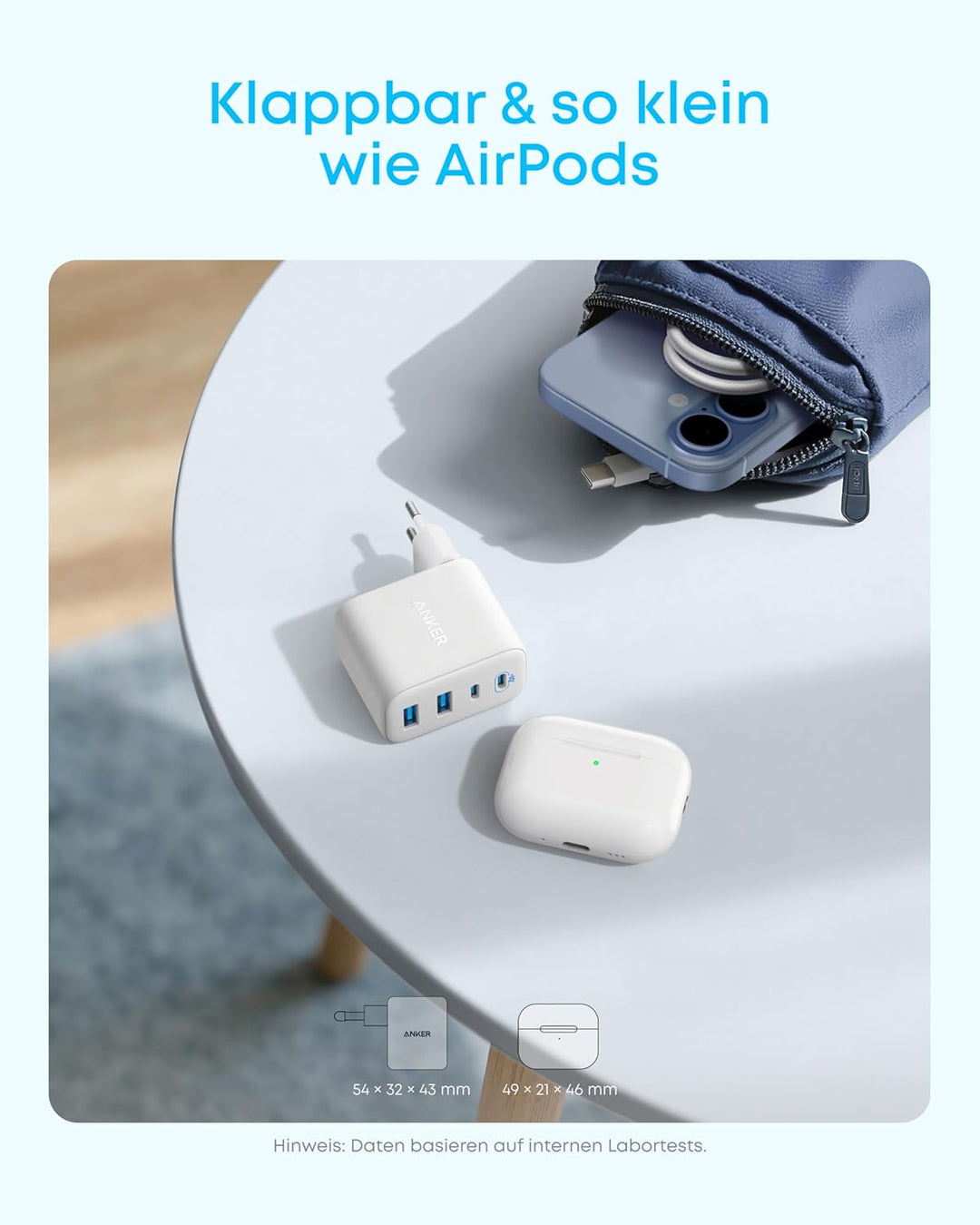 Anker Zolo 50W USB C Ladegerät, 4-Port Netzteil mit 2 USB-C und 2 USB-A, Kompaktes Schnellladegerät