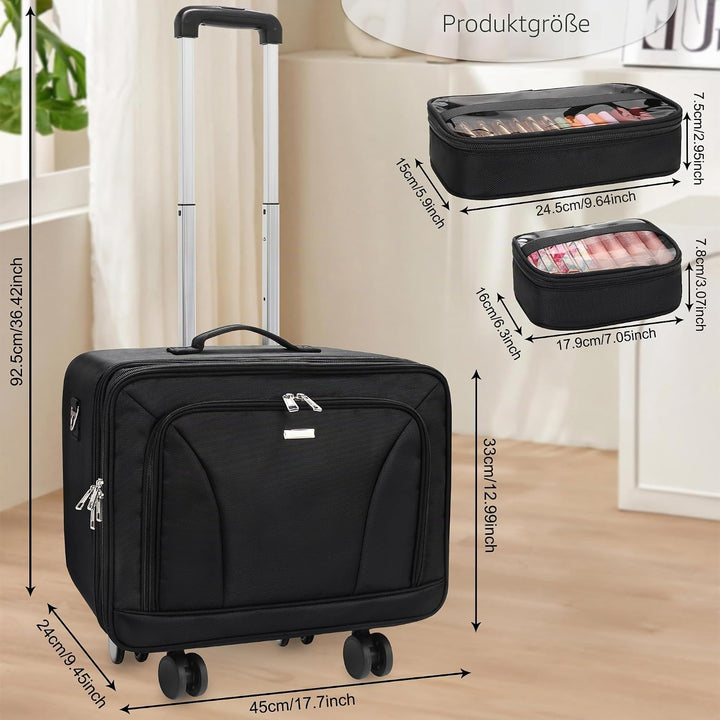 17.7" Extra Grosse Kosmetikkoffer Trolley - Professionelle Schminkkoffer Reise Beauty Case Tragbare