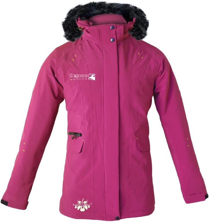 Damen Winterjacke Skijacke mit Abnehmbarer Kapuze Gefüttert Wasserdicht Wetterfest Windbreaker Überg