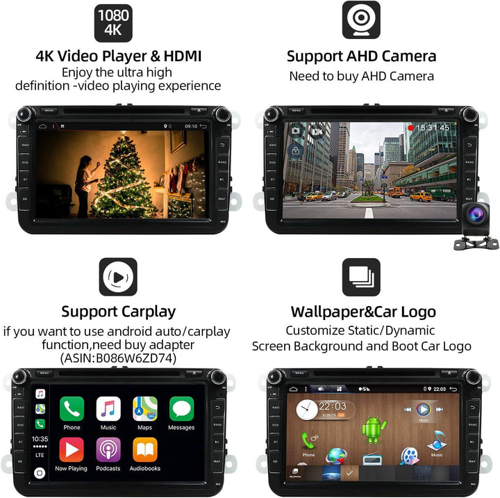 JOYX PX6 DSP Android 10 Autoradio Passt für VW Passat/Golf/Skoda/Seat - 4G+64G - Rückfahrkamera Canb