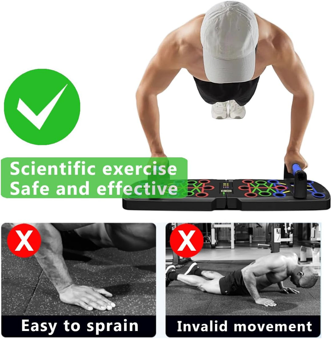 30-in-1 Liegestützbrett Set mit Zähler, klappbares Push Up Board mit Anti-Rutsch Griffen, Liegestütz