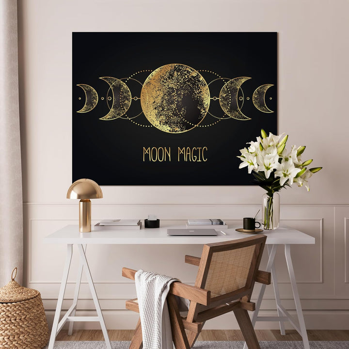 wandmotiv24 Leinwandbild Weltall, 80x60cm, Querformat, Mond, Deko, Bilder auf Leinwand, Wanddeko, XX