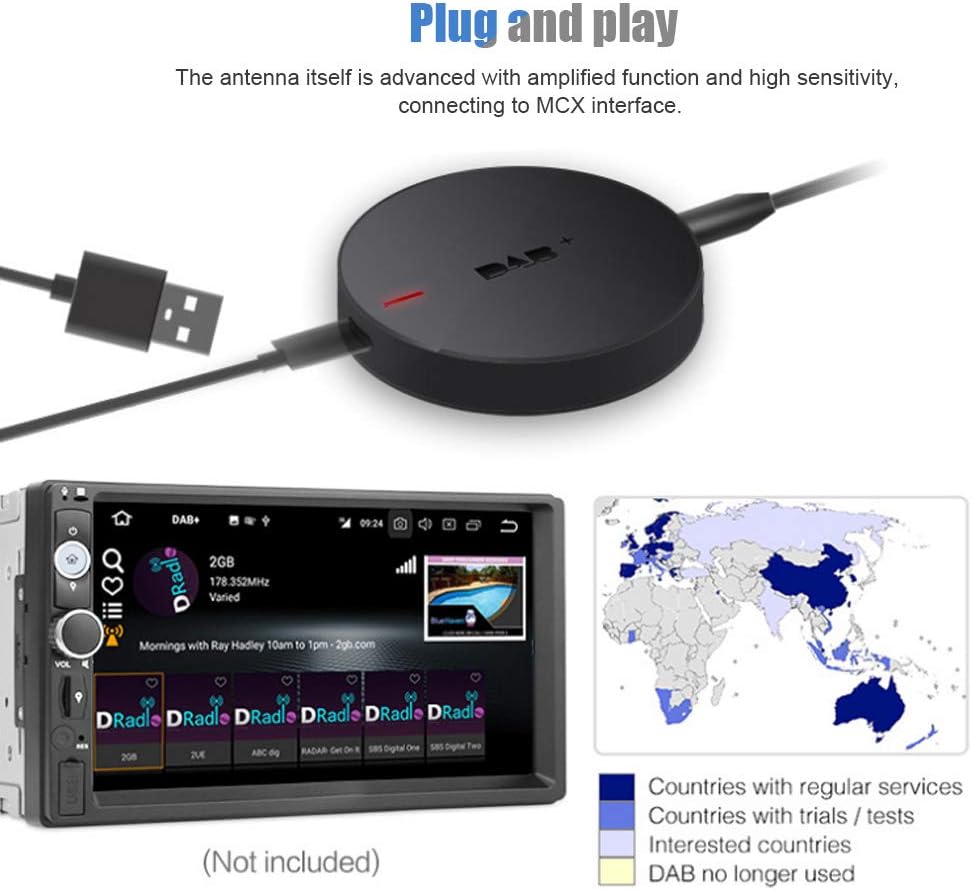 USB DAB + Radio-Antennenempfänger, tragbarer Adapter Digitaler Autoradio-Empfänger mit verstärkter A