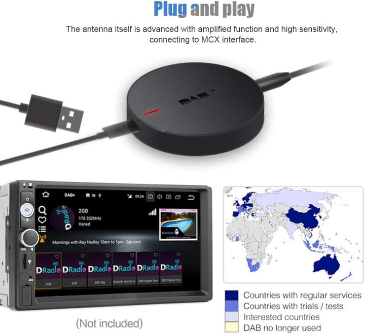 USB DAB + Radio-Antennenempfänger, tragbarer Adapter Digitaler Autoradio-Empfänger mit verstärkter A