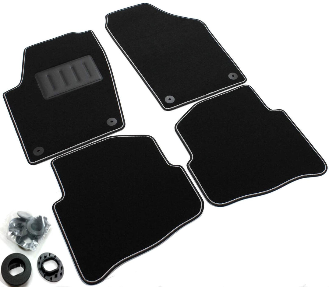 Sprint04002 schwarze Antirutschmatten, Rand verstärkt, zweifarbig, Fersenschutz, Polo IV 9 N11 / 200