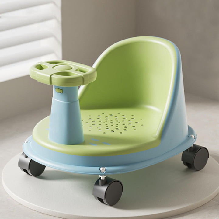 Baby Bade Sitz, Rutschfester Badewannensitz Für Babys, Mit Lenkrad Und Rädern, Baby Badesitz Ab 6 Mo