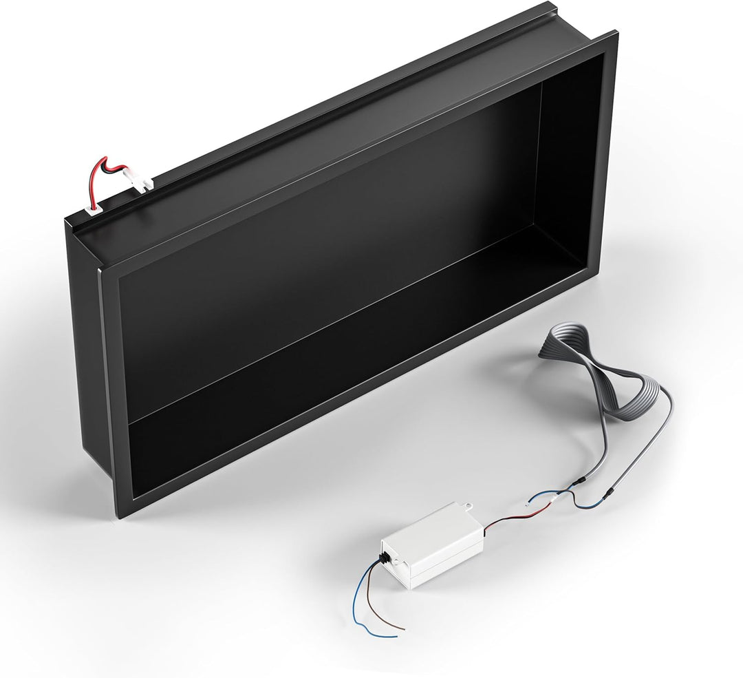 Wandnische Dusche Edelstahl mit LED-Streifenlicht, 60 cm x 30 cm, Wasserdicht - Keine Fliesen Erford
