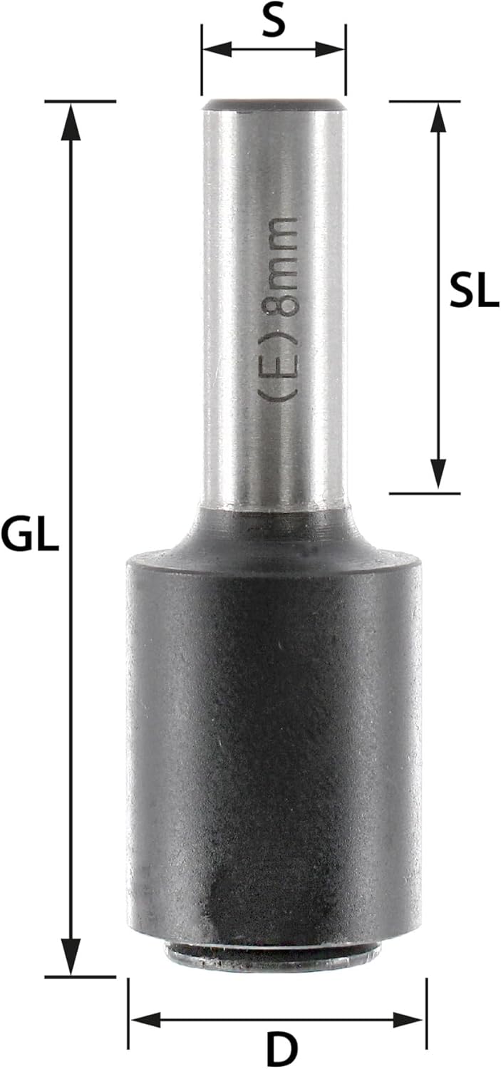 ENT 13982 Aufnahmedorn für Scheibennutmesser Schaft (S) 8 mm, Durchmesser (D) 6,35 mm, mit Senkschra