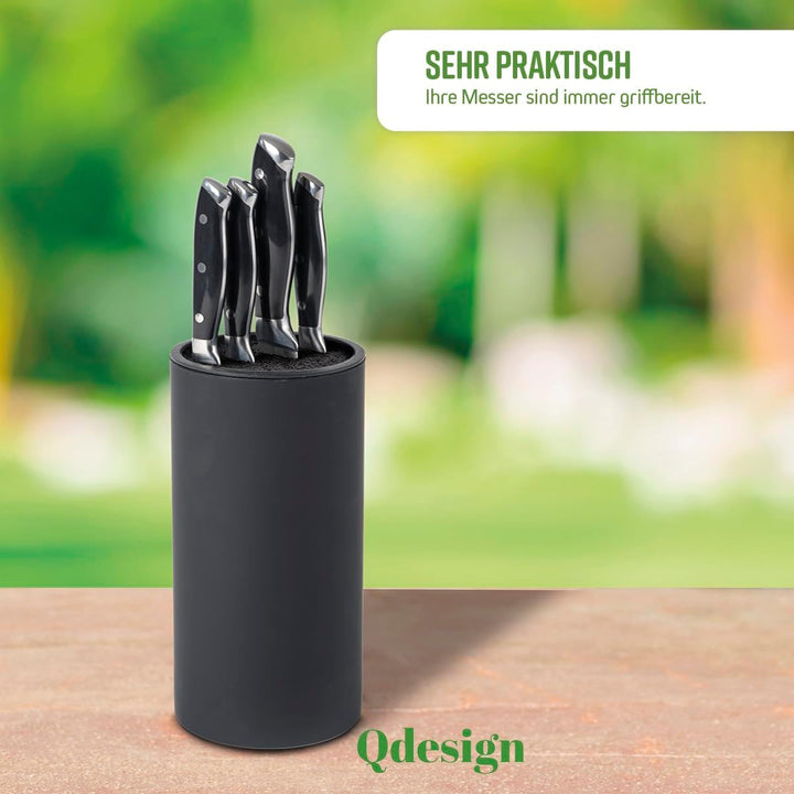 Qdesign Universal-Messerblock - PP-Kunststoffblock mit Soft-Touch-Finish - Zylinderförmige Halterung