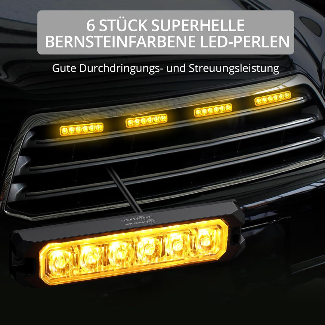 4er 6LED Warnlicht Frontblitzer Stroboskoplicht Wasserdicht IP68 Blinklicht Warnung Beacon Blinklich