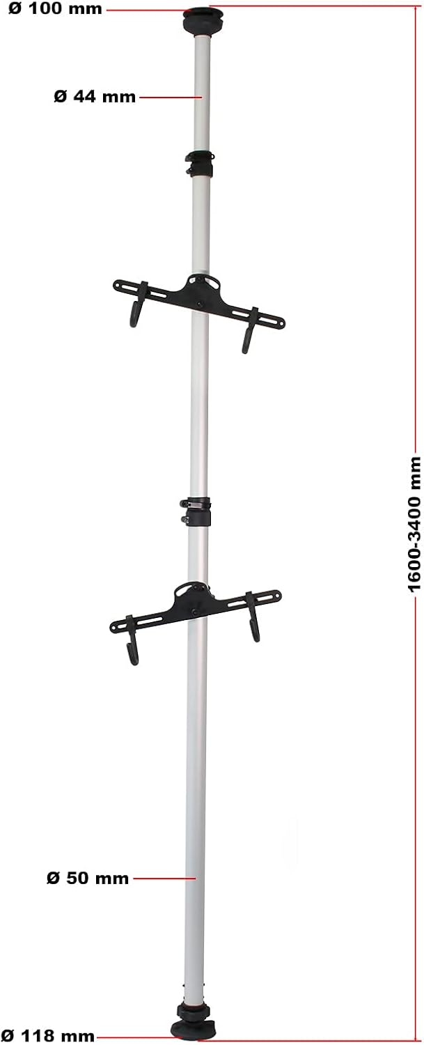 Wiltec Teleskop Fahrradhalter für 2 Räder je 20kg 160-340cm, Fahrradständer platzsparend, Hängesyste