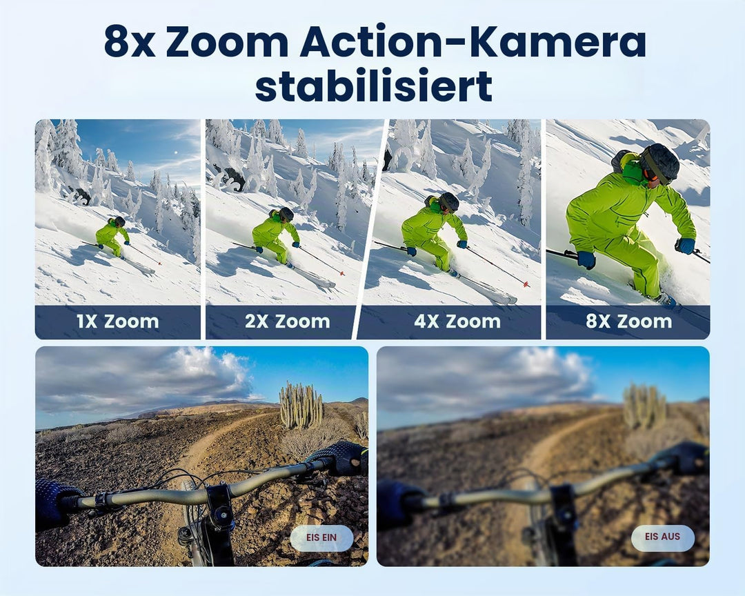 Action Cam Wasserdicht 4K60FPS mit 128GB Karte,131FT Unterwasserkamera 8X Zoom,WiFi Helmkamera 48MP,